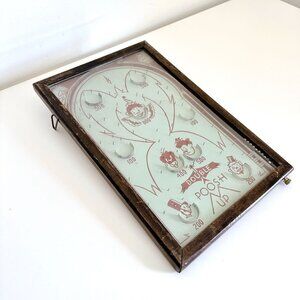VINTAGE 1930s DOUBLE POOSH PINBALL GAME WOODEN DESKTOP PINBALL GAME